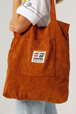 For the Love of Coffee Tote Bag Merchandise Cilantro Brown 